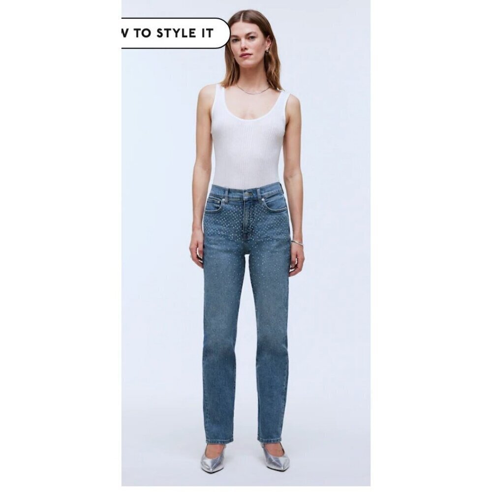 Madewell $225 Limited Edition 90s Straight Jean Rhinestone Collection 24 NR207